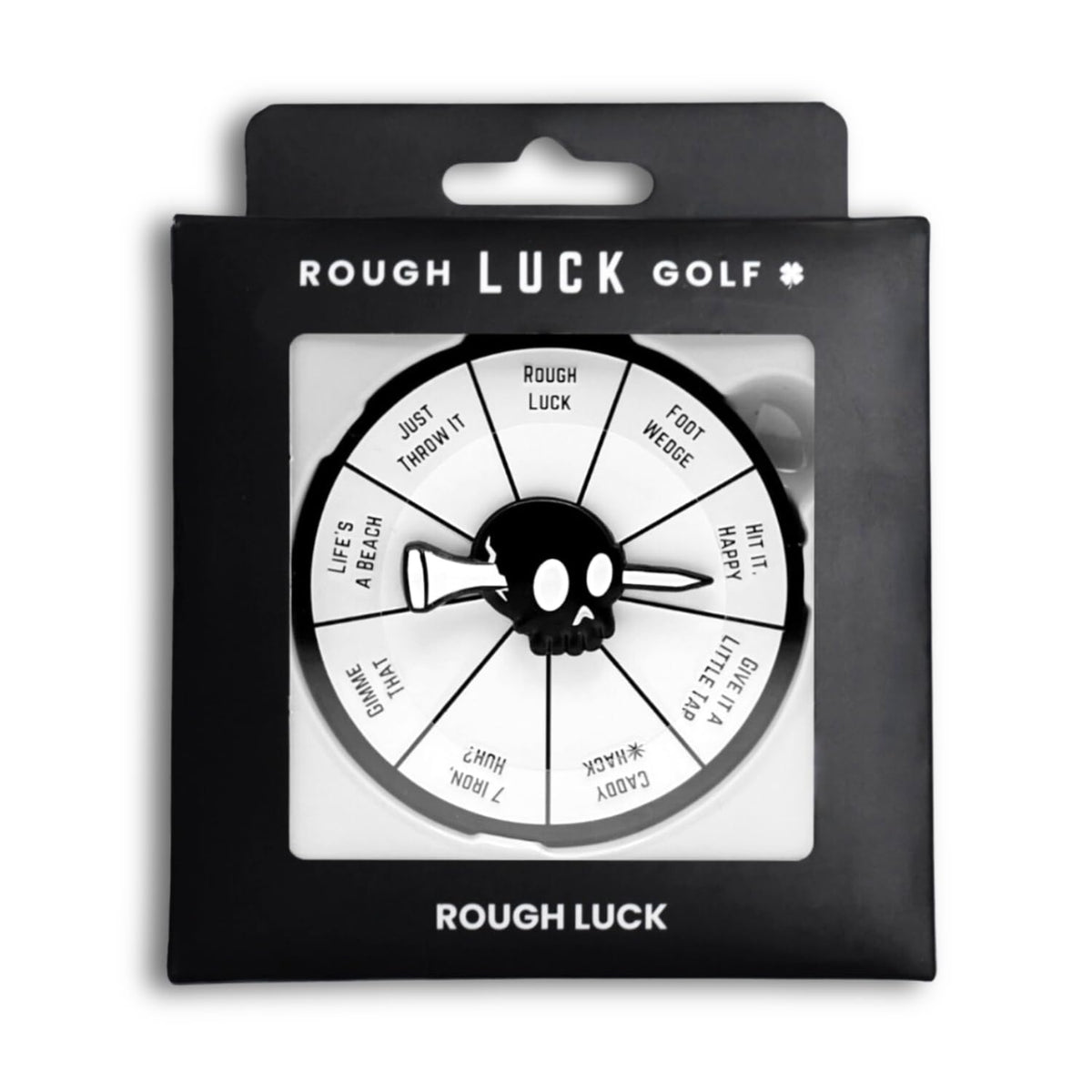Rough Luck Golf Spinner attached to bag tag on course for on-course laughs.