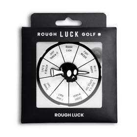 Rough Luck Golf Spinner attached to bag tag on course for on-course laughs.