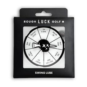 Rough Luck Golf bag tag with swing lube on a golf bag, durable and ready.