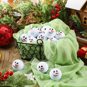 RoundFunny snowman-face design stands out during holiday rounds.