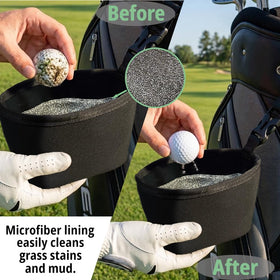 Large 7.5 x 5.2 inch pouch fits clubs and balls.