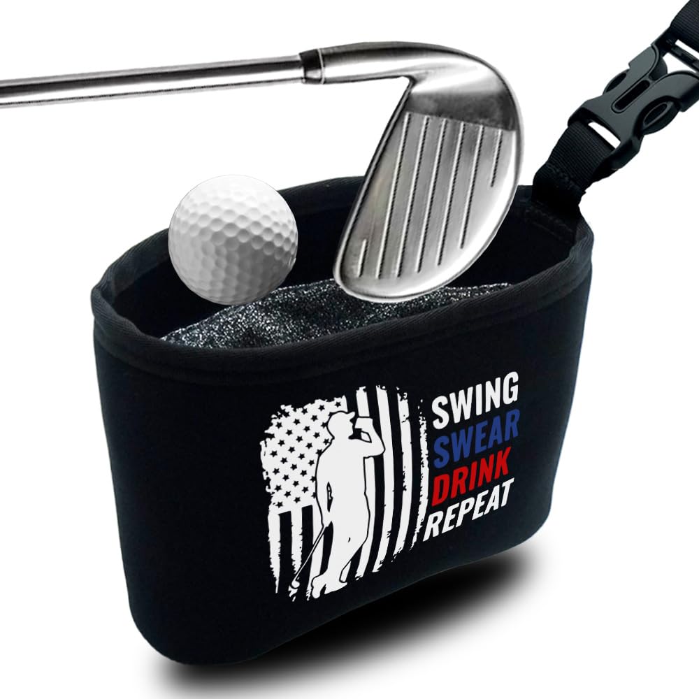 Rovendi Swing Swear Drink Repeat bag front view for quick golf gear cleaning.