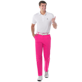Royal & Awesome pink golf pants highlighting tee loops and deep pockets