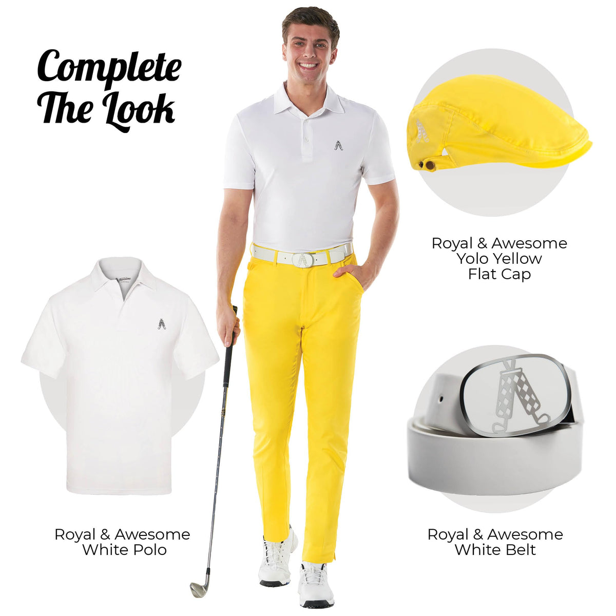 Royal and Awesome tee loops and 3-in-1 tool close-up, handy on holes and post-round celebrations.