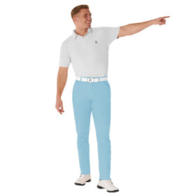Royal & Awesome golf pants feature a zip fly closure for secure wear.