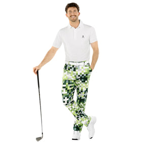Royal & Awesome King of Diamonds golf pants with tee loops for convenient on-course setup.