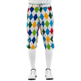 Royal and Awesome King of Diamonds knickers front view with bright colors for on course visibility.