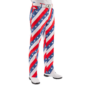 Royal & Awesome King of Diamonds pants front view showcasing bold diamond pattern for on course style