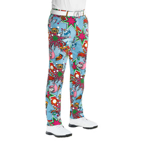 Royal & Awesome King of Diamonds pants front view with vibrant multi-diamond pattern for on-course style.