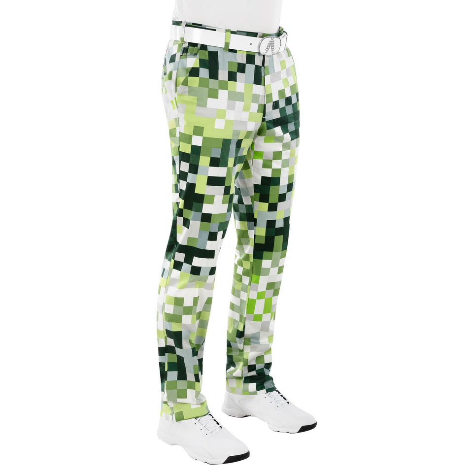 Royal & Awesome King of Diamonds pants front view with bold diamond pattern for on-course flair