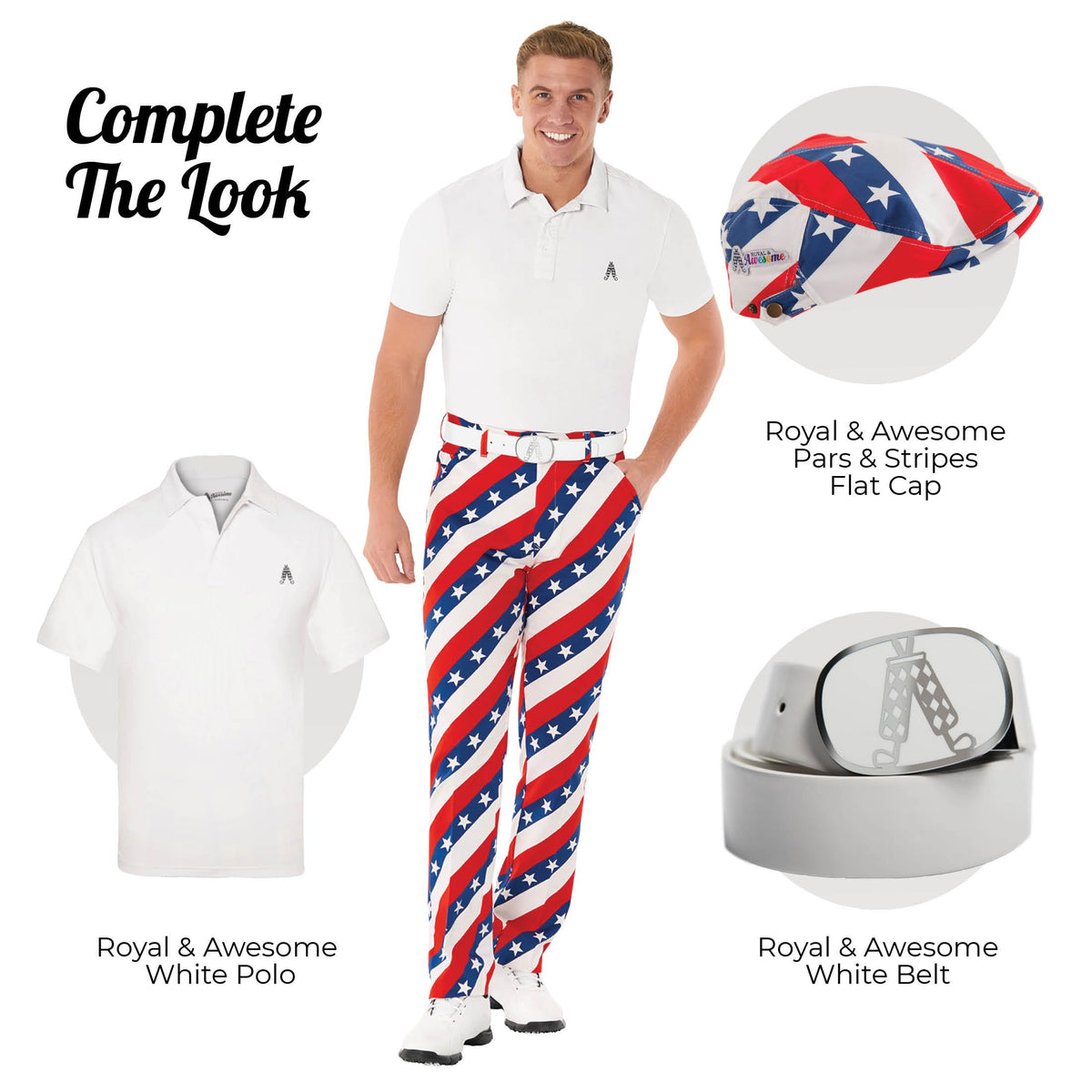 Royal & Awesome King of Diamonds pants on the green with visible tour feature