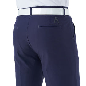 Athletic fit silhouette of Royal & Awesome navy pants.