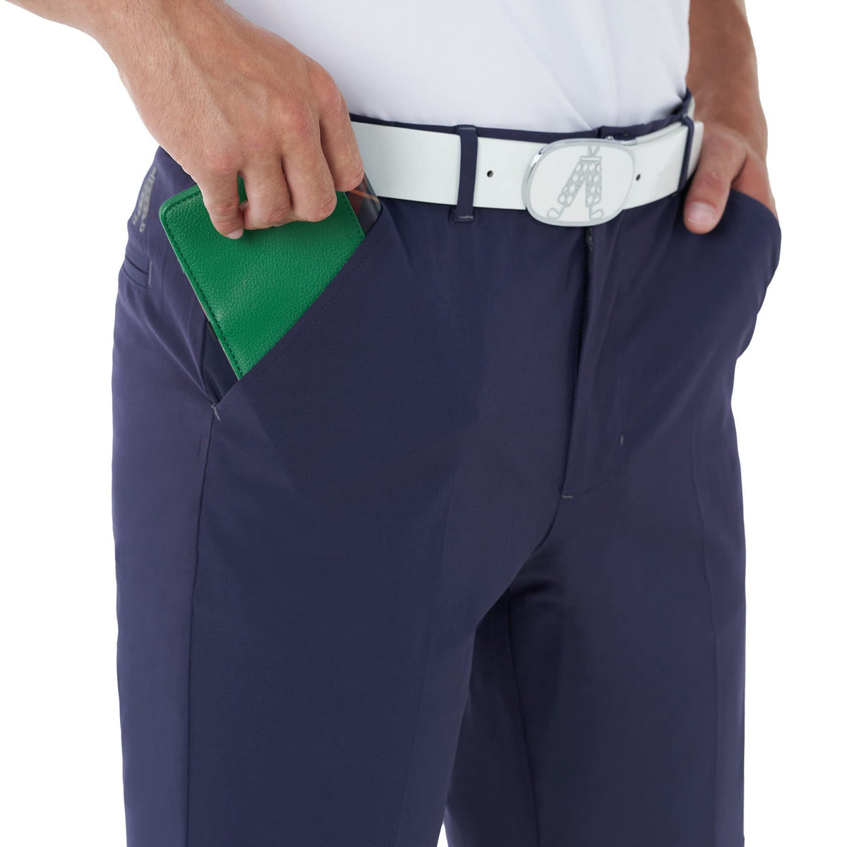 Folded view shows fabric texture and rich navy color.