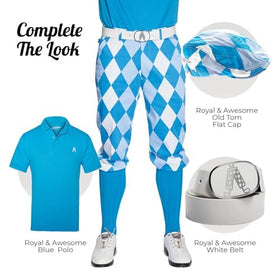On-course styling with Royal and Awesome Old Tom's knickers in bold pattern.