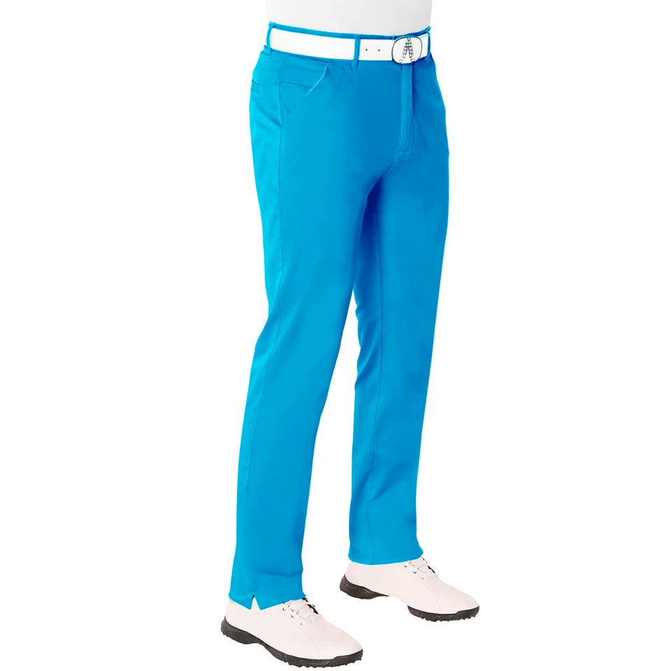 Royal & Awesome orange slice golf pants front view showing bold design and stretch comfort.