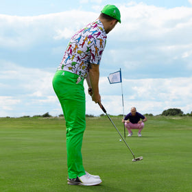 Royal & Awesome golf pants reveal pocket details and tee loops for practicality