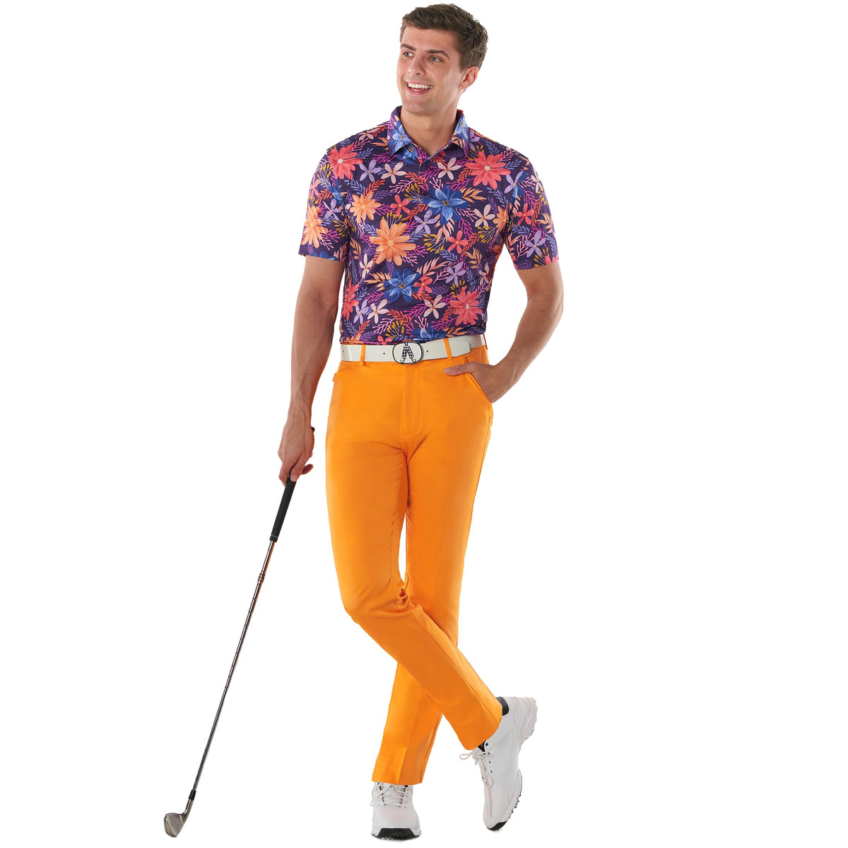 Royal & Awesome Orange Slice pants back view featuring tee loops