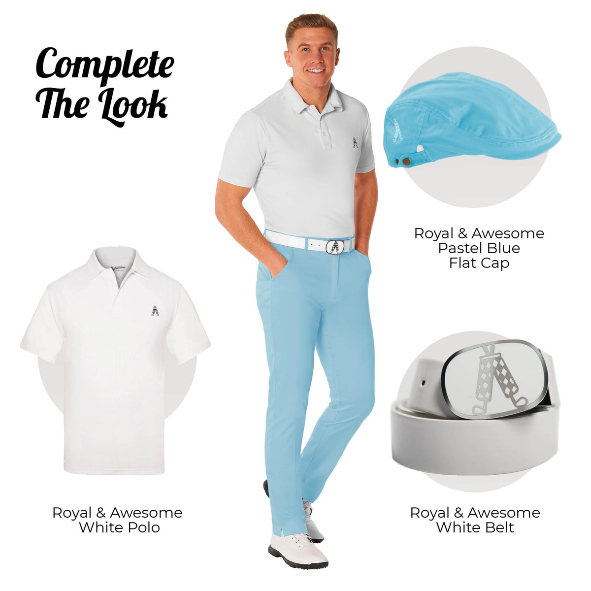 Royal & Awesome relaxed fit with tapered leg for effortless mobility on the course.