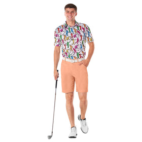 Royal & Awesome pastel orange golf shorts back pocket area with deep storage