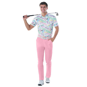 Royal and Awesome pastel pink golf pants back view highlighting reinforced stitching