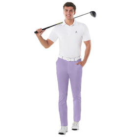 Royal & Awesome pastel purple golf pants, back view, reinforced stitching for lasting wear.