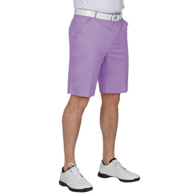 Royal & Awesome pastel purple golf shorts, front view, soft stretch for comfortable swing.