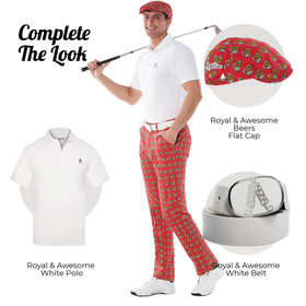 Royal & Awesome Pints Golf Pants made from cotton-spandex blend for comfort.
