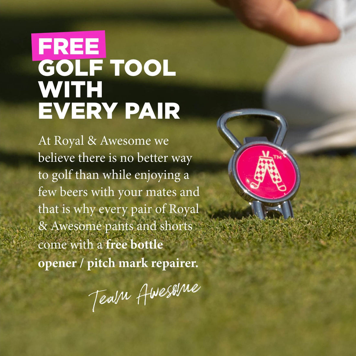 Royal & Awesome Pints Golf Pants provide a relaxed fit for ease of movement.
