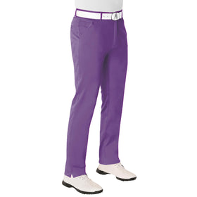 Royal & Awesome purple golf pants front view, bold color with stretch for comfortable swings.