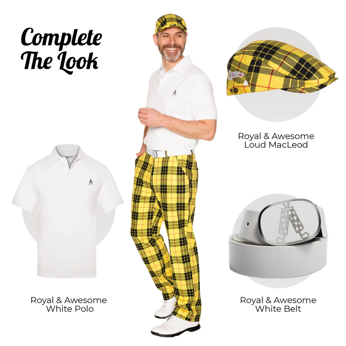 Royal & Awesome tee loops and tour slit detail on pants