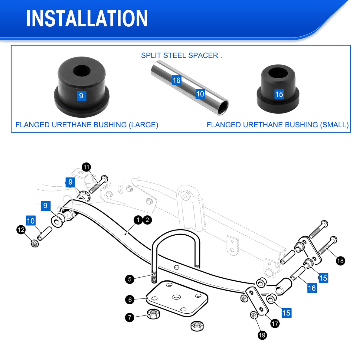 Roykaw 12 bushings and 6 sleeves ready for full rear suspension refresh