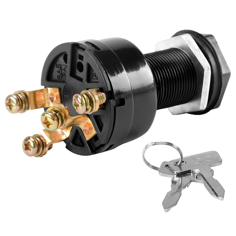 Roykaw 12V ignition switch with keys for Club Car gas models, simple on/off use.
