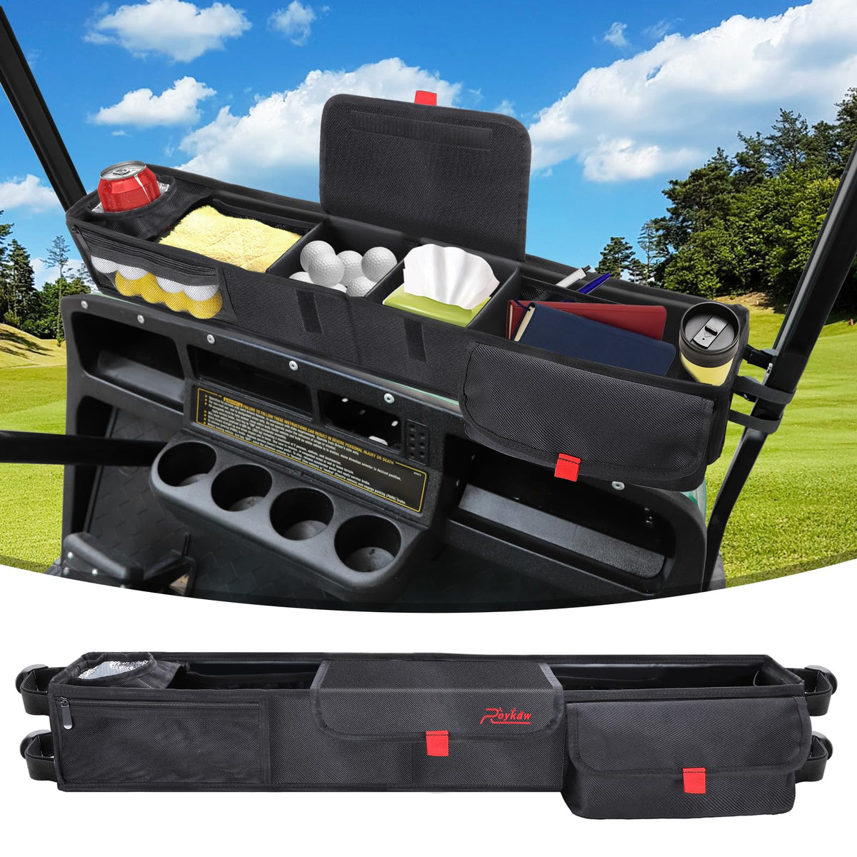 Roykaw 1680D Oxford basket front view for durable golf gear storage