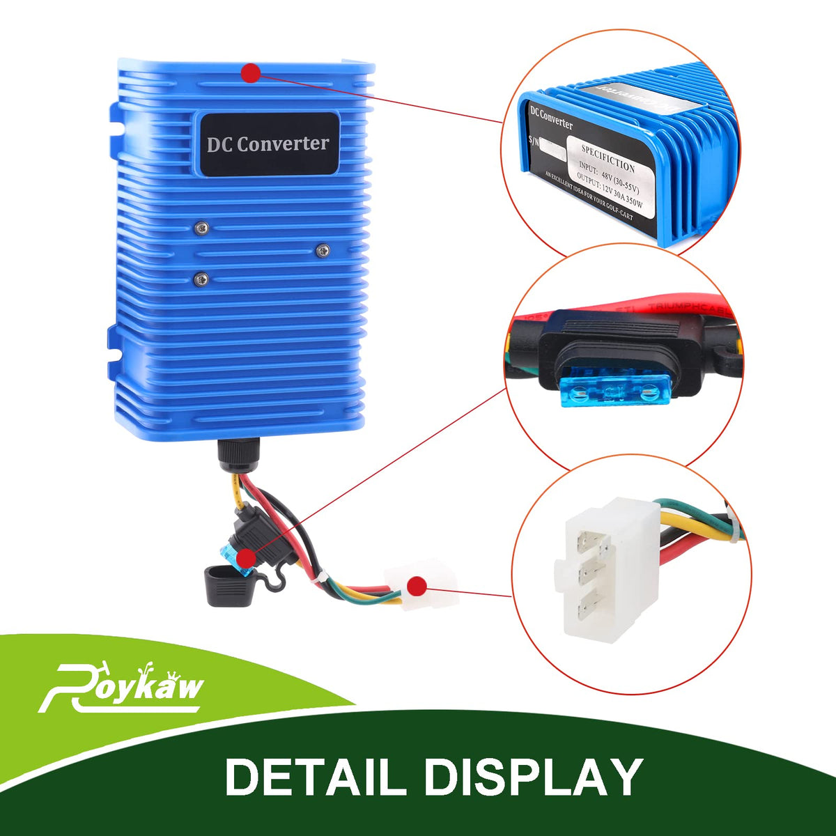 Roykaw 30A 360W output ensures steady 12V supply for lights and electronics