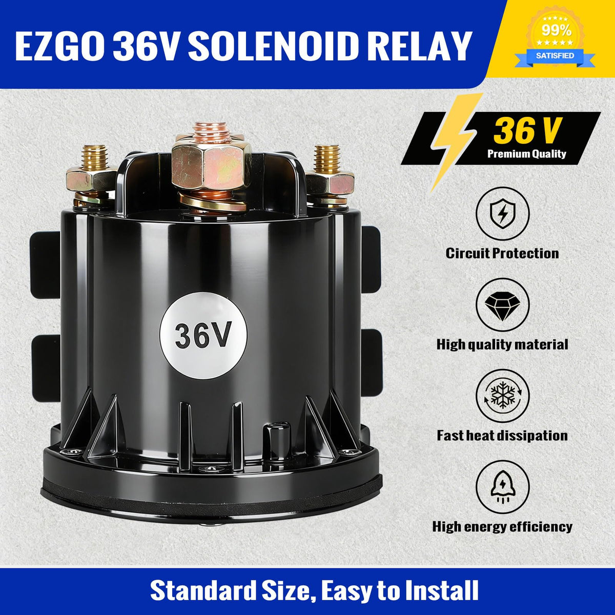 Roykaw solenoid side view showing four terminals for 36V RXV compatibility