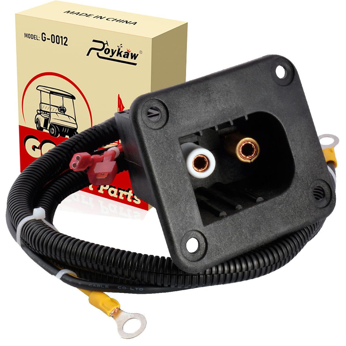 Roykaw 36V powerwise receptacle with harness for EZGO carts ensures secure charging connection