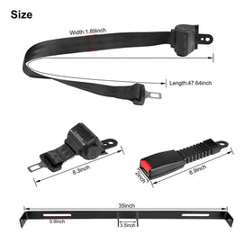 Roykaw retractable belt detail provides 42-inch length for flexible seating.