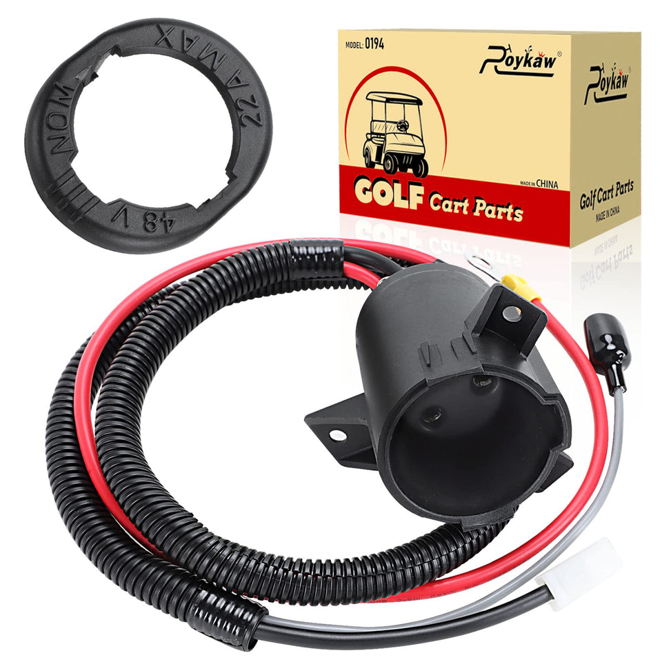 Roykaw 48V DC charger receptacle with socket trim for Club Car Precedent, secure power connection