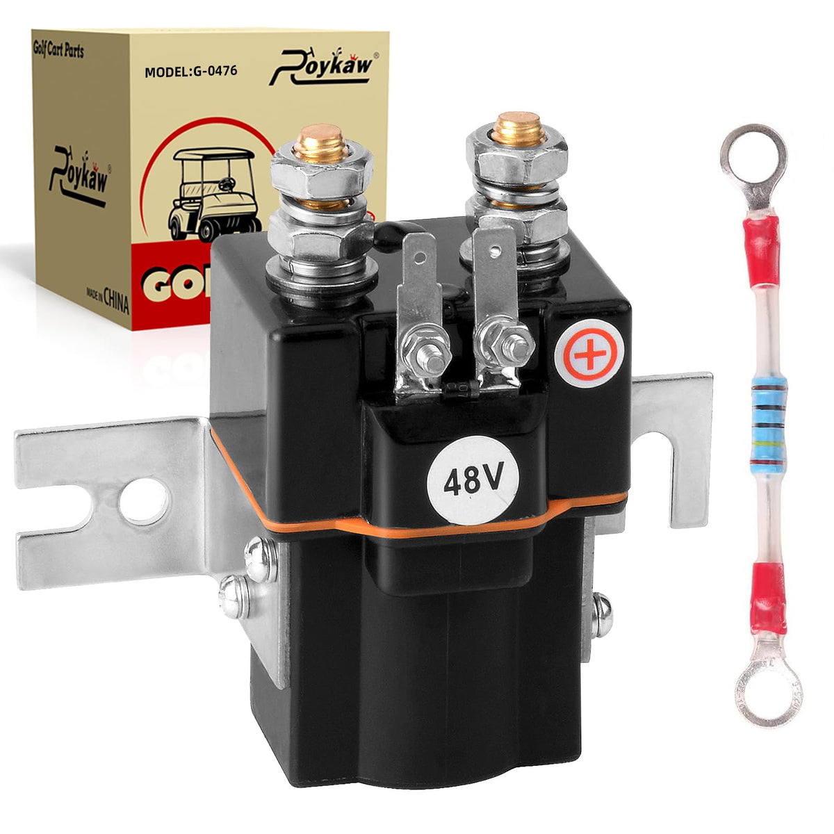 Roykaw 48V solenoid for Club Car DS front view ensures reliable daily operation