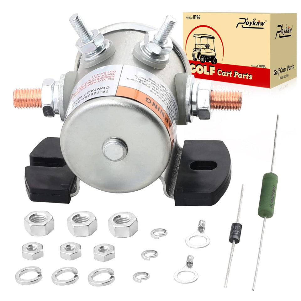 Roykaw 70-series solenoid front view for EZGO carts.