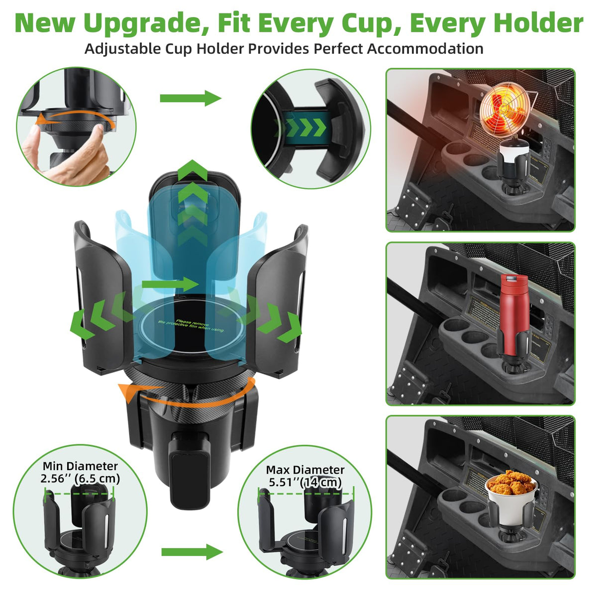 Roykaw adjustable expandable cup holder base demonstrates flexible sizing.