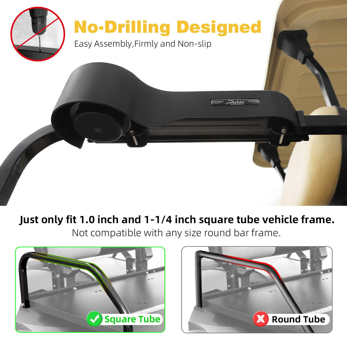 Roykaw no drill installation for square-frame carts