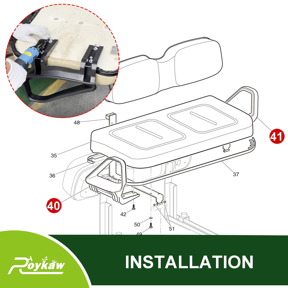Easy-install hardware included for EZGO TXT models
