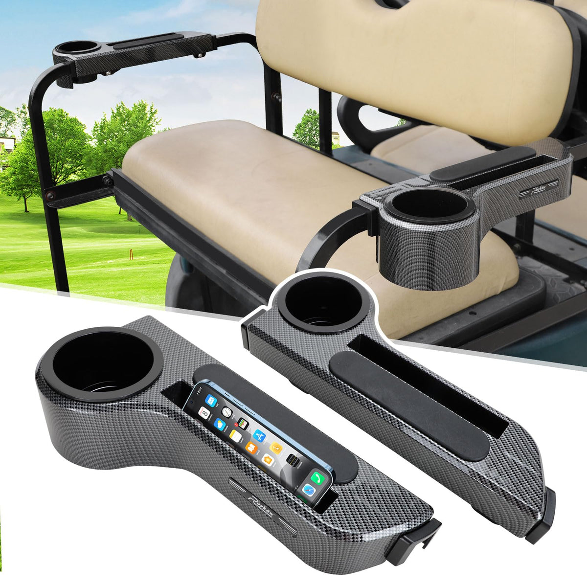 Roykaw armrest offers cup holder and small-item slot for essentials