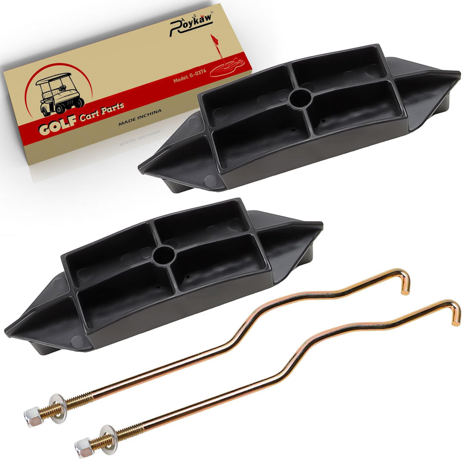 Roykaw battery hold-down plate secures four 12V batteries in a 48V Club Car Precedent