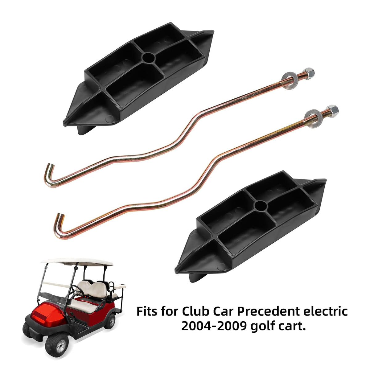 Two-plate, two-rod set helps maintain alignment during daily golf-cart use