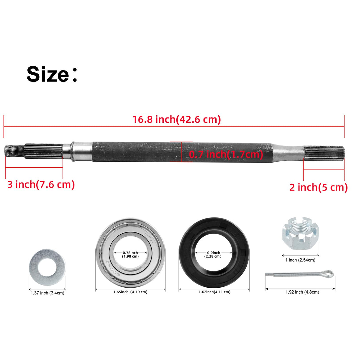 Contents of Roykaw bearing seal kit for passenger-side axle shaft installation.
