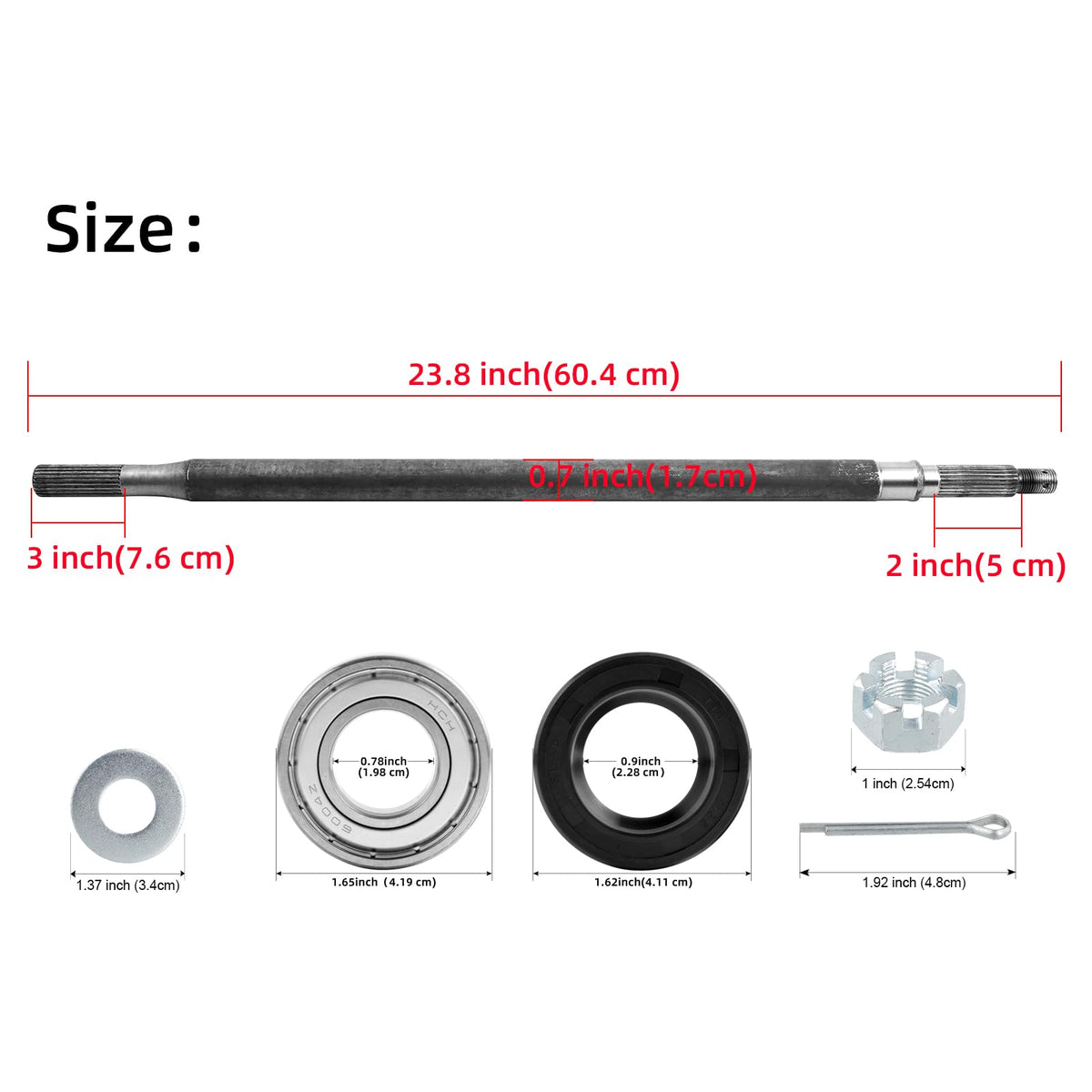 Roykaw bearing seal kit included for extended axle protection.