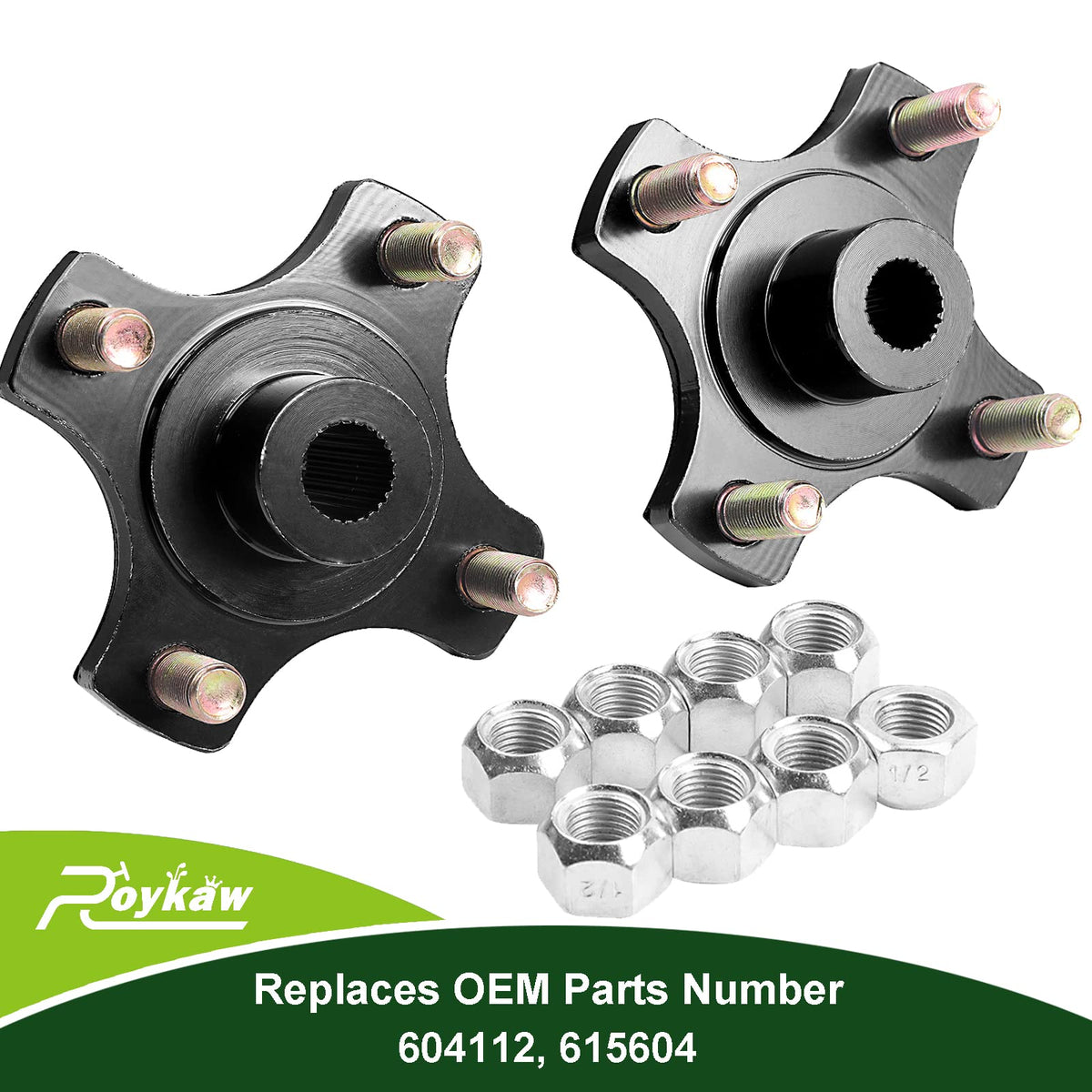 Roykaw bolt-pattern hub flange EZGO RXV confirms OEM-like compatibility for easy install.
