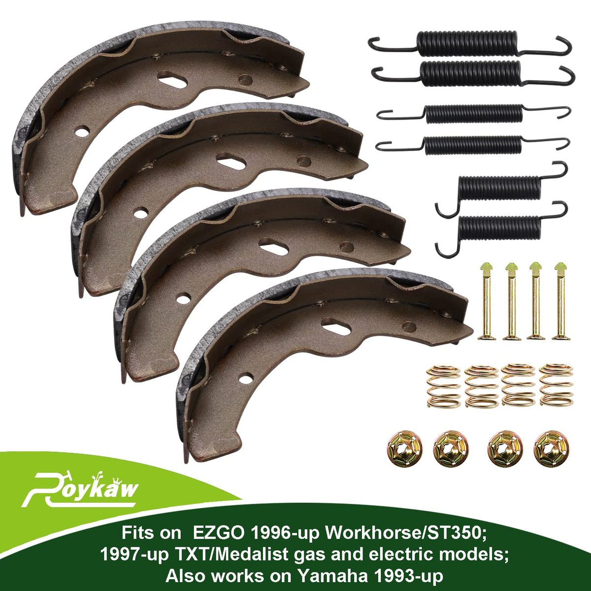 Roykaw brake shoes kit EZGO TXT rear view showing installation layout